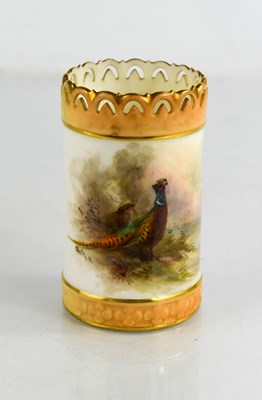 Lot 33 - A Royal Worcester vase, painted with pheasants...