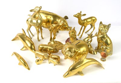 Lot 333 - A large collection of brass animals including,...