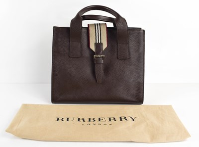 Lot 59 - A Burberry dark brown leather tote handbag,...