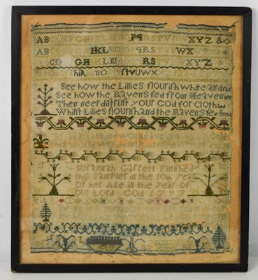 Lot 405 - A late 18th century sampler, embroidered by...