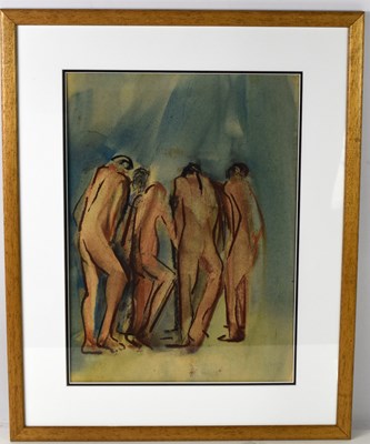 Lot 118 - Mary Stork (1938-2007): four figures standing,...