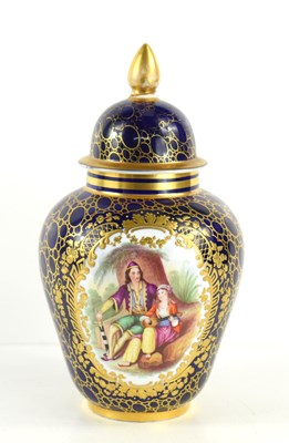 Lot 191 - A Sevres quality jar and cover in cobalt blue...