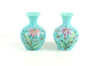 Lot 226 - A pair of Bohemian pale green glass vases,...