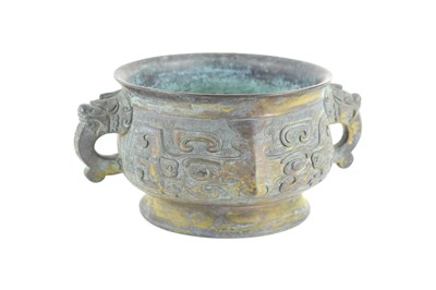 Lot 247 - A Chinese bronze bowl or possibly censor, with...