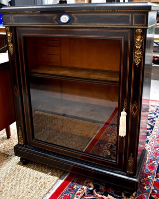 Lot 451 - A Victorian ebonised pier cabinet, with glazed...