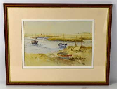 Lot 107 - John Tuck (British, 20th century) moored boats...