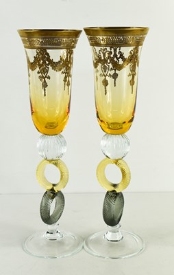 Lot 94 - A pair of Bohemian style glass champagne...