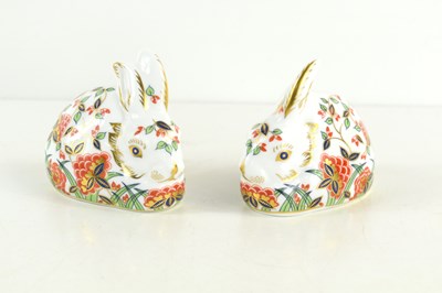 Lot 160 - A pair of Royal Crown Derby Meadow Rabbit...