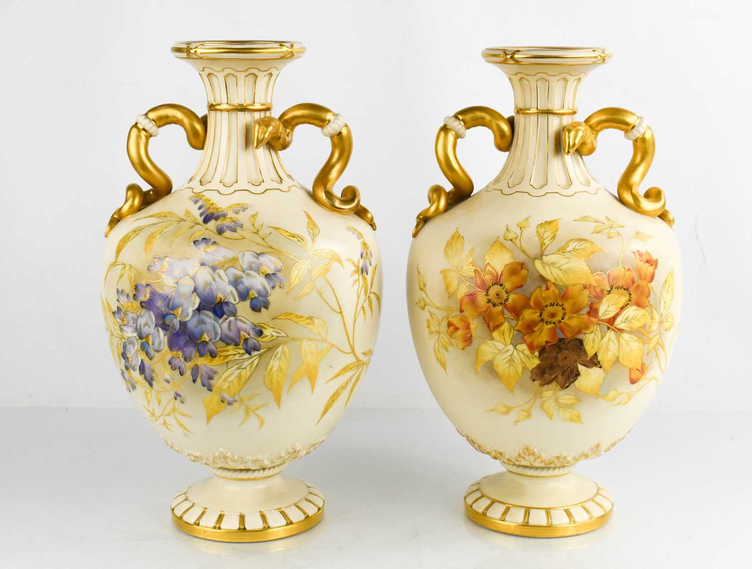 Lot 41 - A pair of Royal Worcester porcelain vases,...