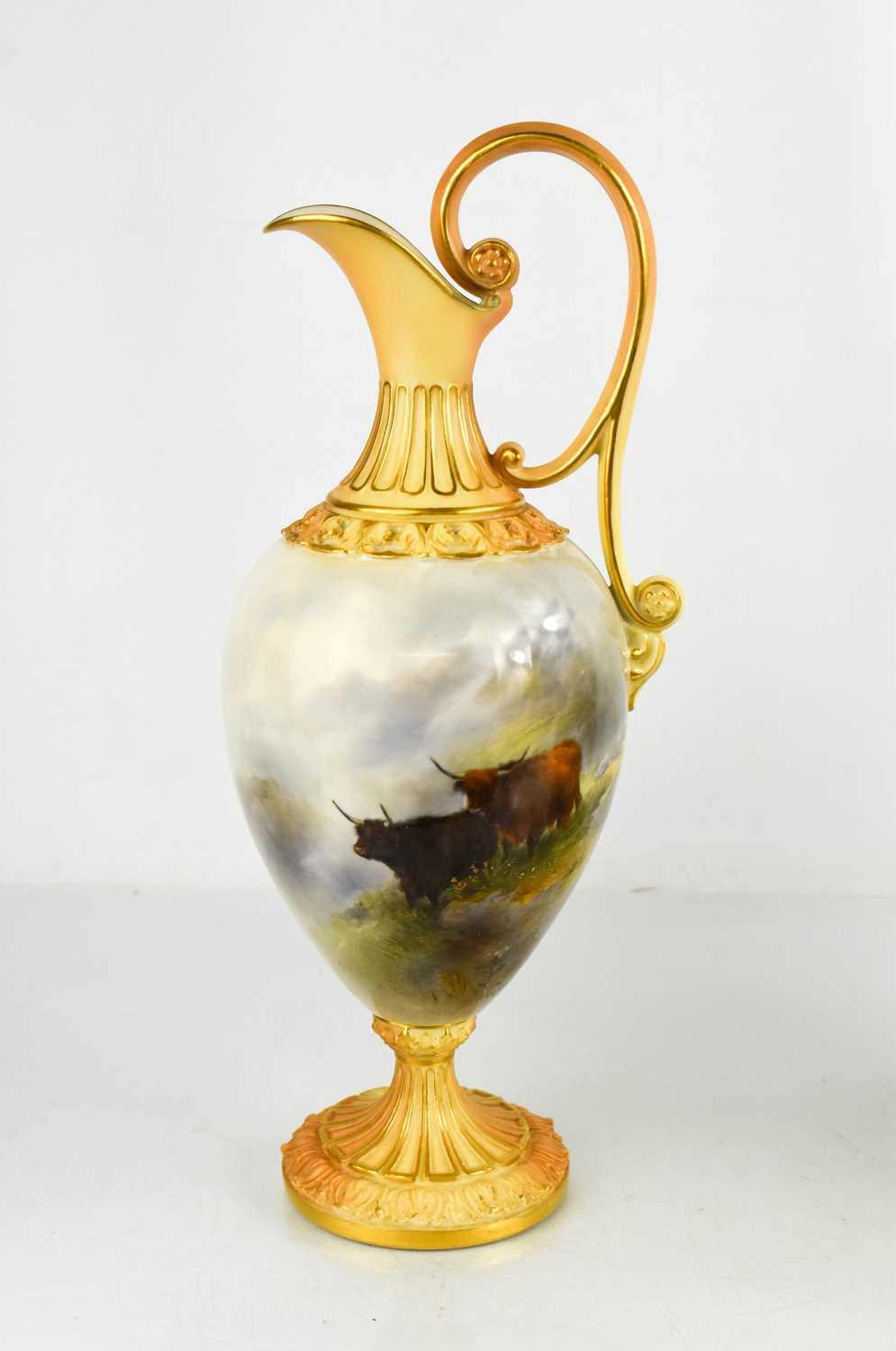 Lot 10 - A Royal Worcester porcelain ewer by John...