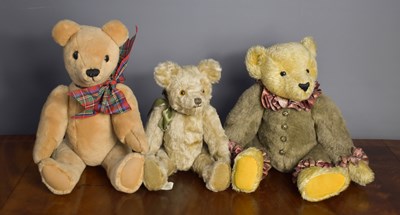 Lot 350 - Three teddy bears: a handmade example 'Beryls...