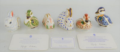 Lot 138 - A group of six Royal Crown Derby paperweights...