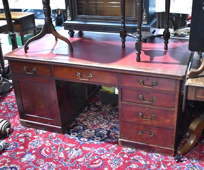 Lot 465 - A large Victorian mahogany pedestal desk with...