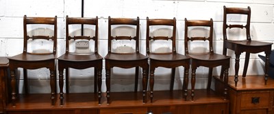 Lot 456 - A set of six oak Victorian dining chairs of...