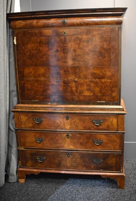 Lot 497 - An 18th century burr walnut escritoire, the...