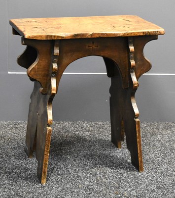 Lot 490 - A 16th century style boarded oak stool, with...