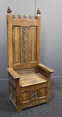 Lot 498 - A 16th century French oak throne chair, with...