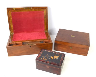 Lot 297 - An antique mahogany writing box, the lid...