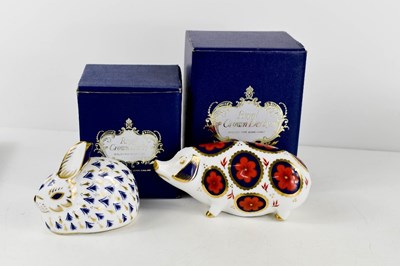 Lot 153 - Two Royal Crown Derby paperweights, pig with...