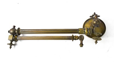 Lot 332 - A Victorian brass reeded extending gas mantle...