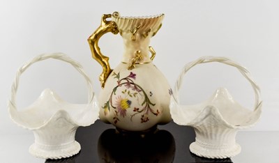 Lot 158 - A Royal Worcester blush porcelain jug with...