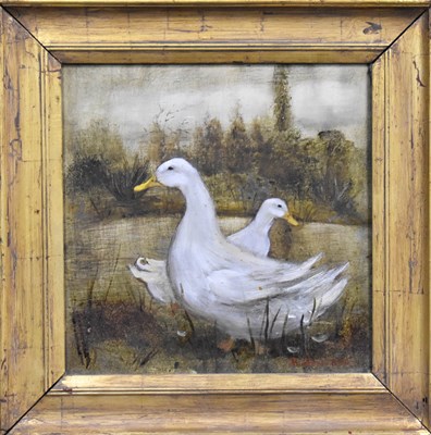 Lot 2 - J Hensser (20th century): Two ducks, oil on...