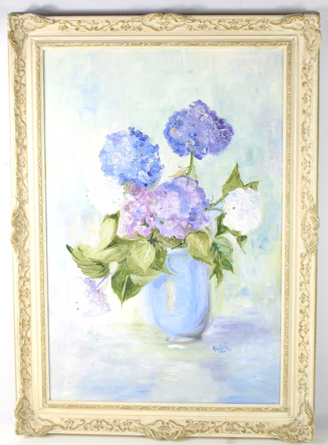 Lot 91 - Jex(20th century): still life of flowers, oil...