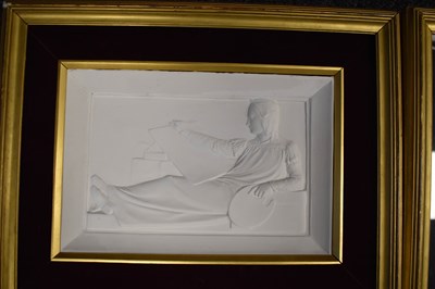 Lot 74 - A pair of plasterwork relief modelled panels,...