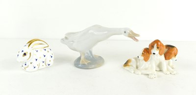 Lot 181 - A Royal Crown Derby rabbit paperweight with...