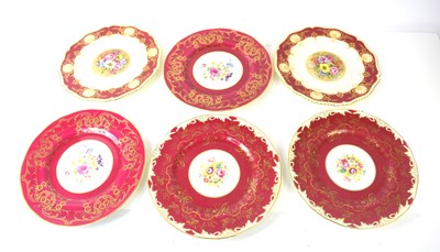 Lot 194 - A group of six Royal Worcester plates, two in...