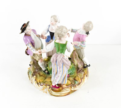 Lot 173 - A 19th century Meissen group of four children,...