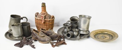 Lot 255 - A selection of antique pewter, including...