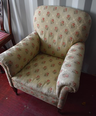 Lot 437 - An Edwardian upholstered armchair with square...