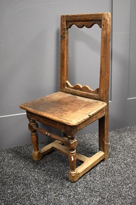 Lot 442 - An 18th century oak childs chair, with open...