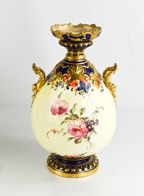 Lot 21 - A Royal Crown Derby pedestal vase, painted...