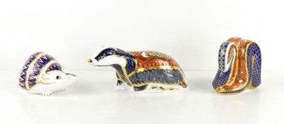 Lot 226 - Three Royal Crown Derby animal paperweights,...