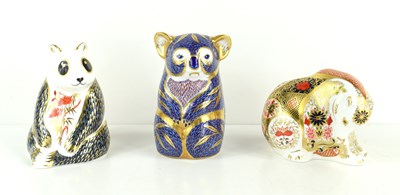 Lot 228 - A group of three Royal Crown Derby animal...