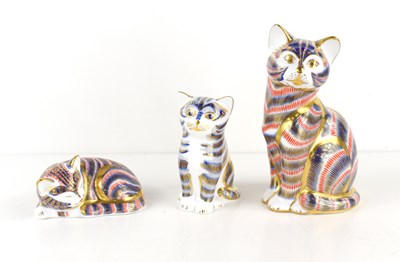 Lot 232 - A group of three Royal Crown Derby cat...