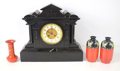 Lot 350 - A large marble and slate cased mantle clock,...