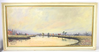 Lot 314 - R.J Ross (20th century); landscape in Wisbech,...