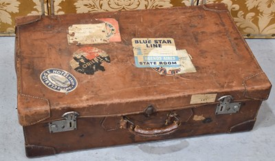 Lot 221 - A vintage leather suitcase in the Louis...