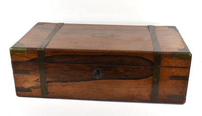 Lot 245 - A Victorian brass bound rosewood writing box,...