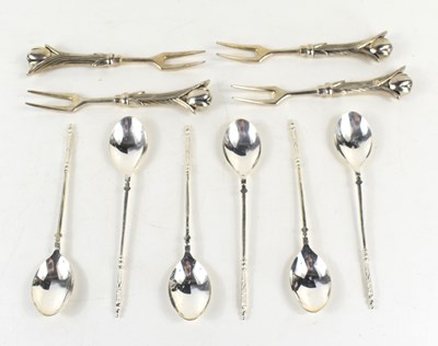 Lot 358 - A set of six Norwegian silver spoons,...