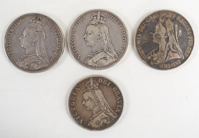 Lot 138 - Three Queen Victoria silver crowns together...