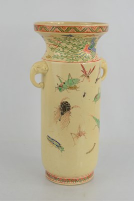 Lot 161 - A Japanese vase of cylindrical form, with...