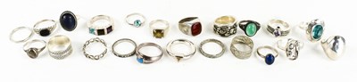 Lot 230 - A group of twenty two Sterling silver rings,...