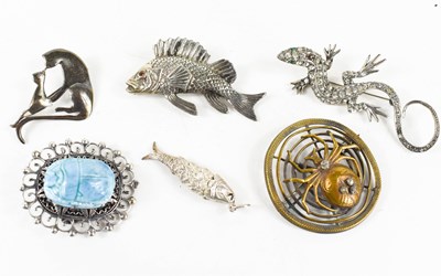 Lot 183 - A group of silver animal jewellery comprising...