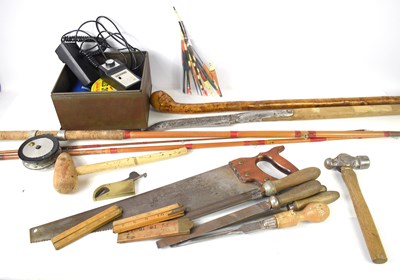 Lot 597 - A group of tools, including an Irish scythe, a...