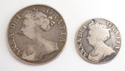 Lot 329 - A Queen Anne silver half-crown dated 1713...