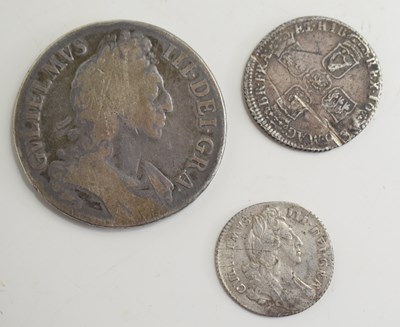 Lot 327 - Three William III silver coins comprising of a...